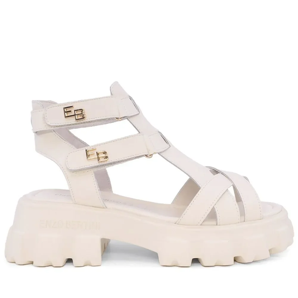 ENZO BERTINI WOMEN'S WHITE LEATHER SANDALS 6